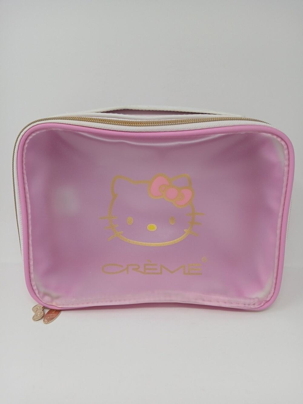 Hello Kitty Makeup Bag pink Beauty Travel Case Crème X Clear Top Medication Bag